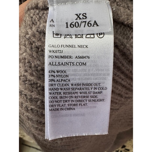 All Saints Galo Funnel Neck Sweater‎ Sz XS - Picture 9 of 9